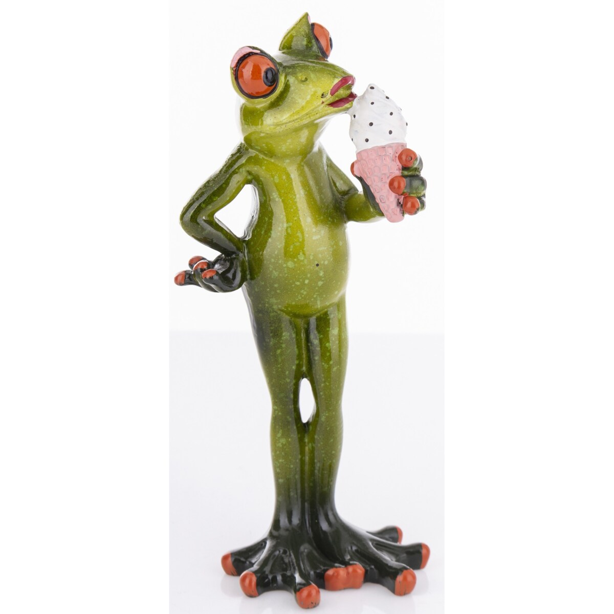 Dekoracja - zielona żabka 16x7x6 cm RANE z lodami
