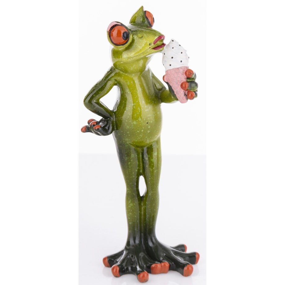 Dekoracja - zielona żabka 16x7x6 cm RANE z lodami