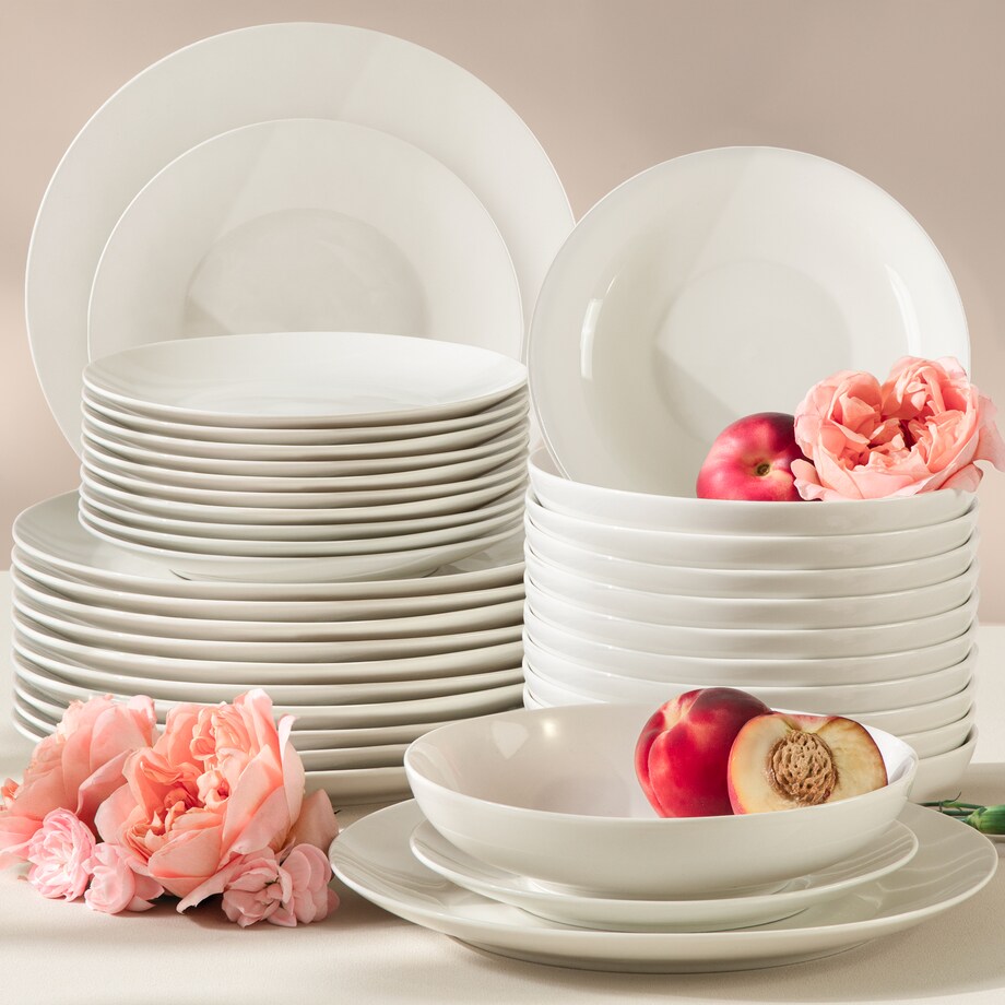 KONSIMO AD BELLA, Zestaw obiadowy 12 os. (36 el.), kolor ecru