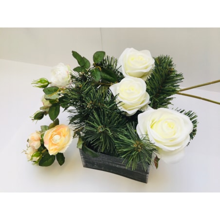 SZTUCZNE KWIATY główka kwiatowa wyrobowa RÓŻA całkiem BIAŁA bukiet stroik