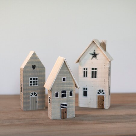 Dekoracja Snow House 19cm white grey boże narodzenie, święta, świąteczne, biały-szary-czarny, 10 x 6 x 19 cm