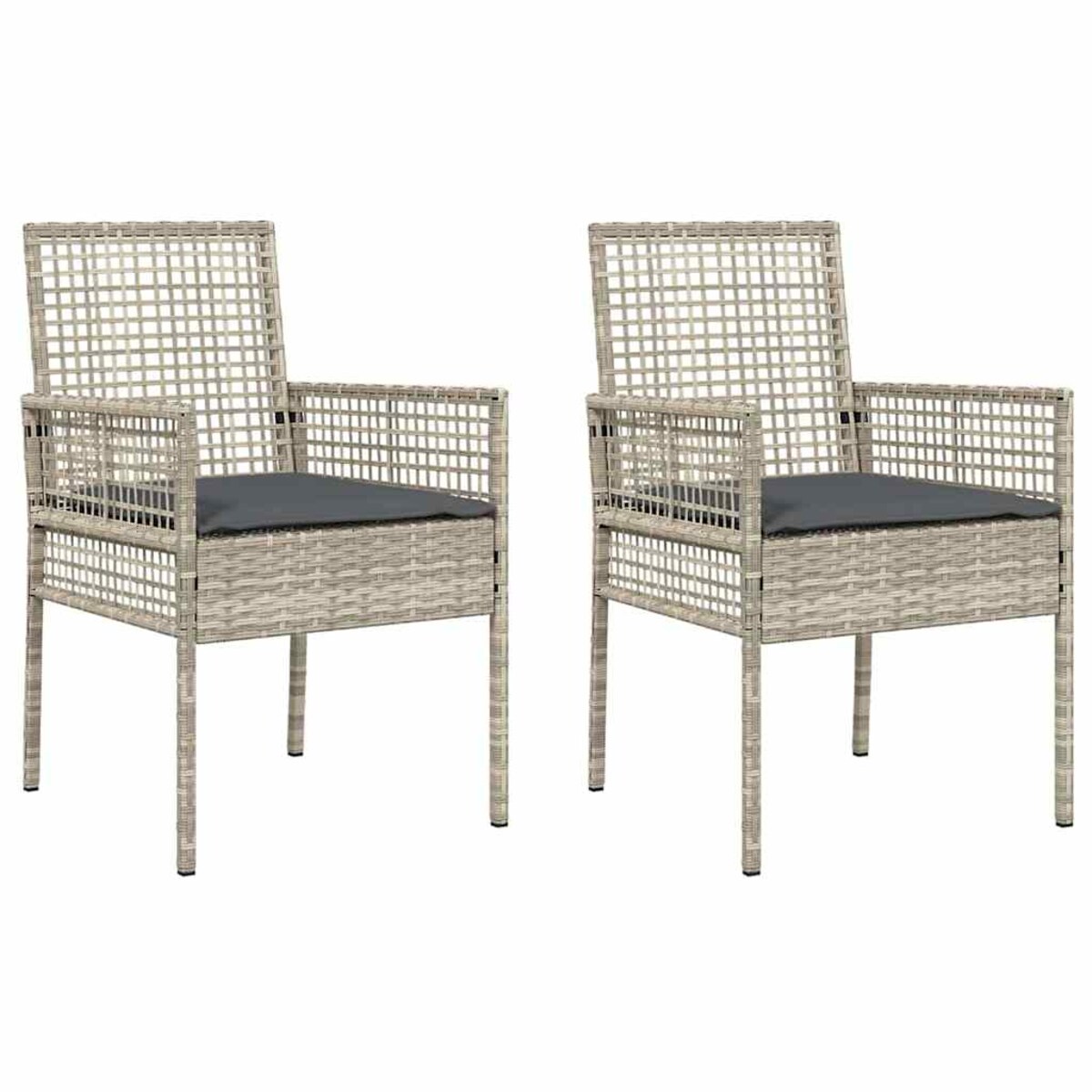 vidaXL Krzesło Ogrodowe 2 pcs Jasnoszary 53 x 60 x 85cm polirattan