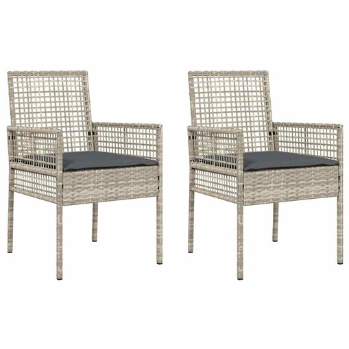 vidaXL Krzesło Ogrodowe 2 pcs Jasnoszary 53 x 60 x 85cm polirattan