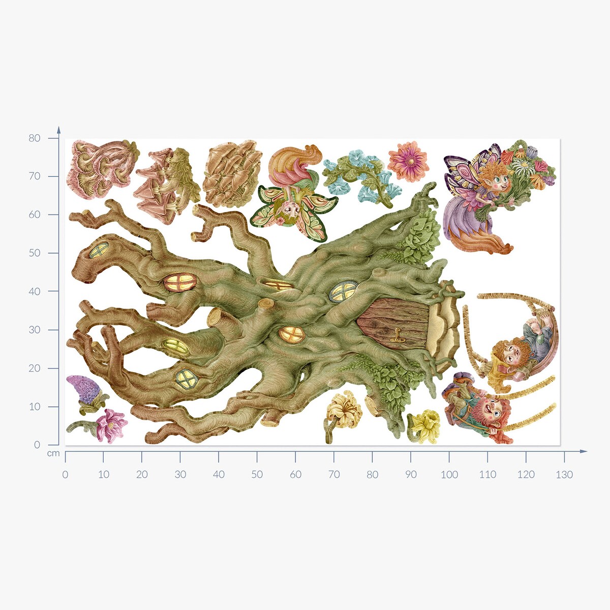Zestaw naklejek na ścianę, Wróżkowy las, 80cm