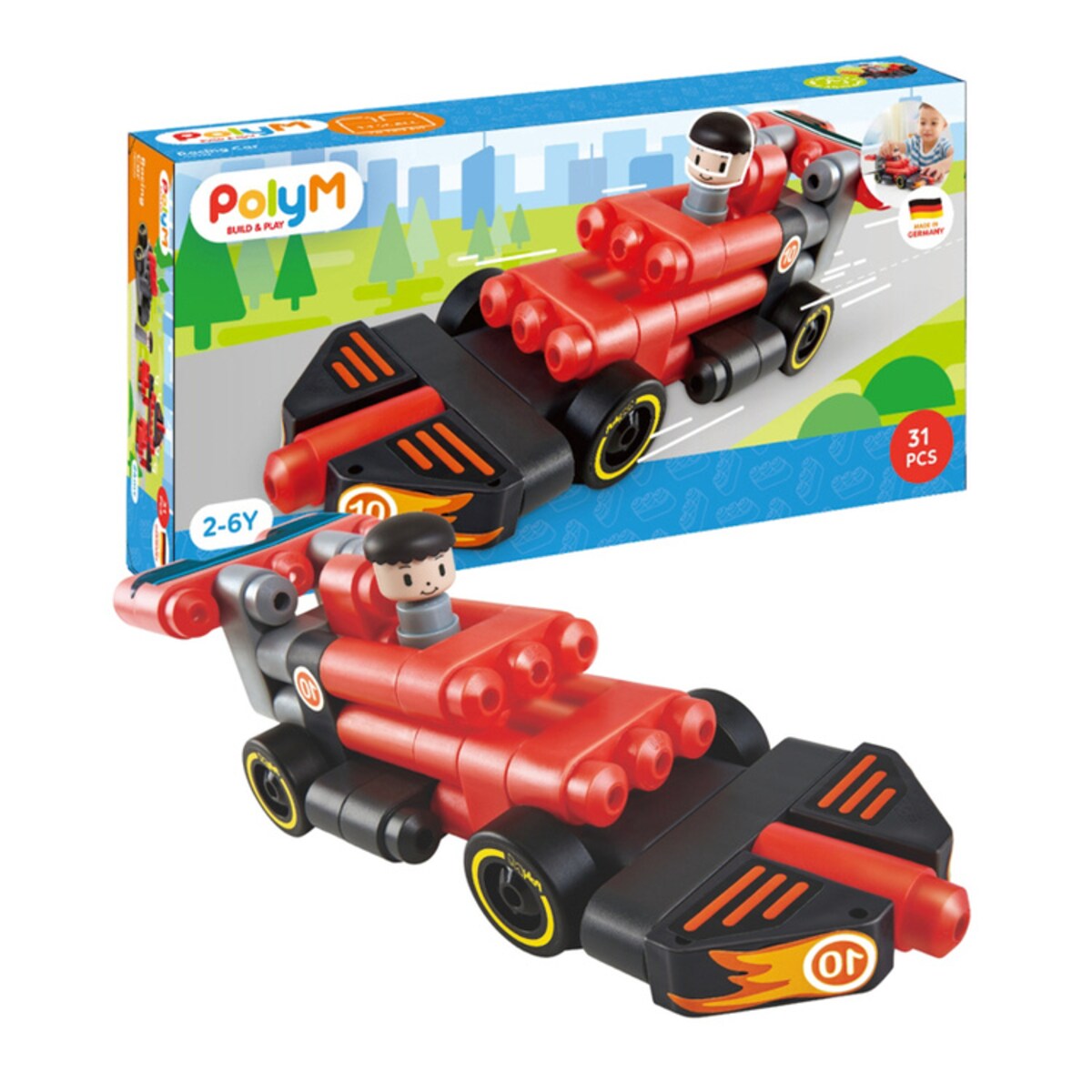 Miękkie Klocki Konstrukcyjne Samochód Wyścigowy 31 el. 2+ PolyM