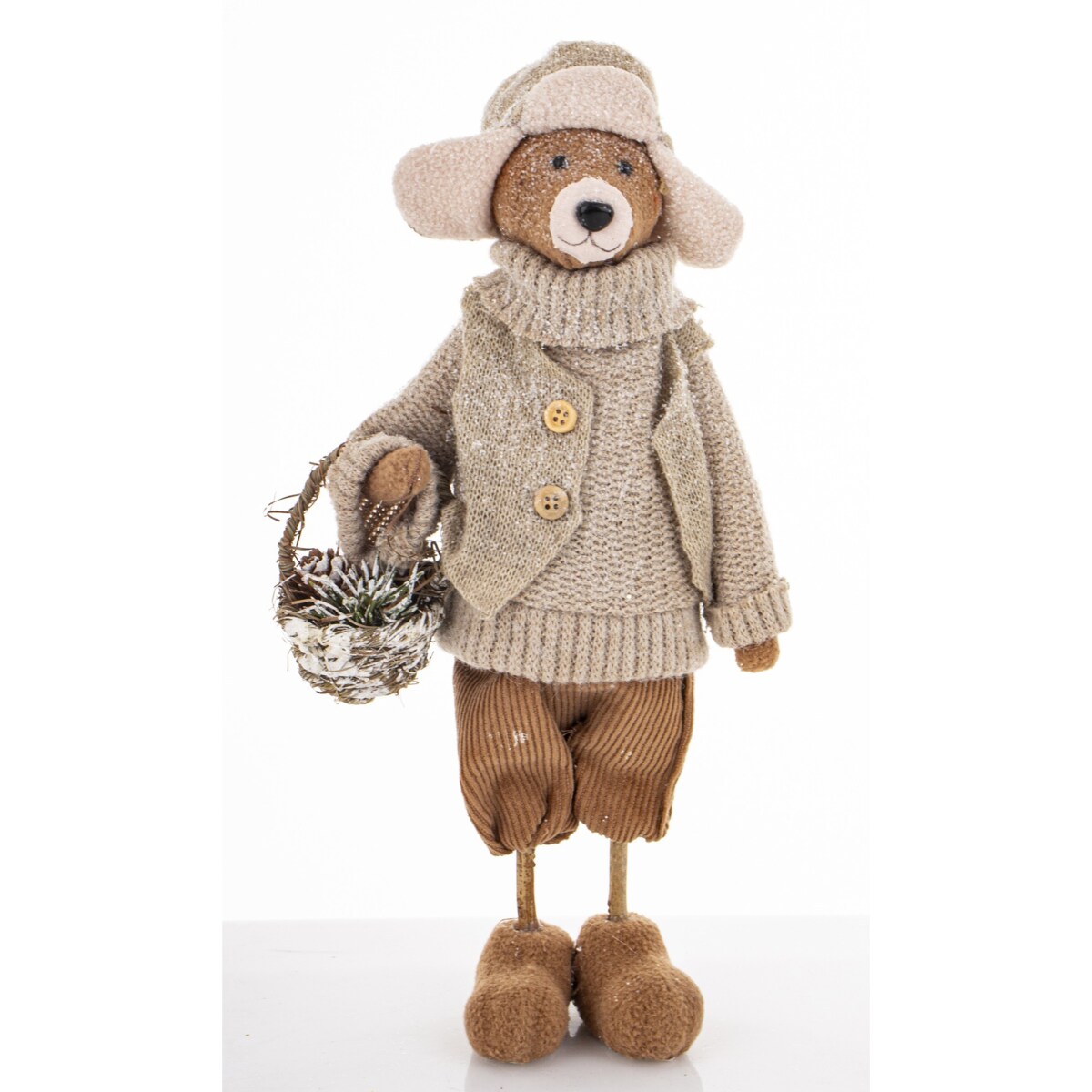 Figurka - szary Miś CAPELLO 32x16x8 cm z koszykiem