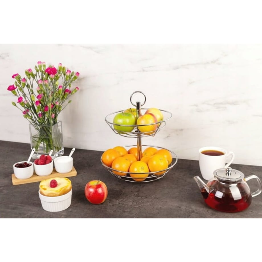 Patera Stojak Kosz na Owoce Warzywa Kosz 2 Poziomy Chrom metal Zeller