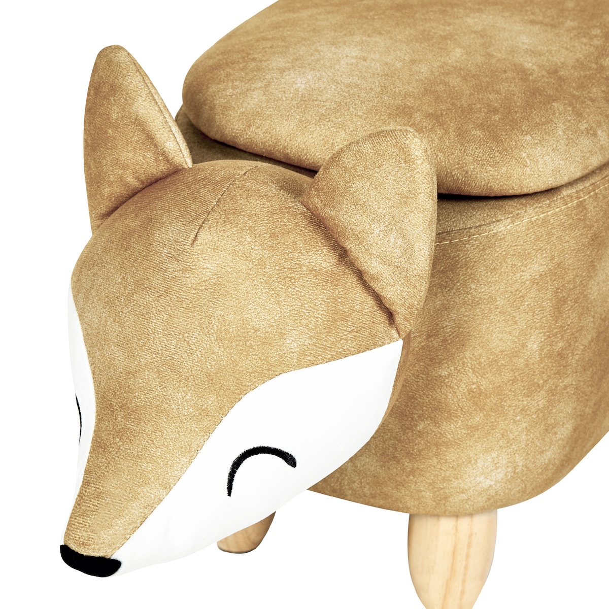 Pufa zwierzak ze schowkiem FOX Welur Pomarańczowy Lisek