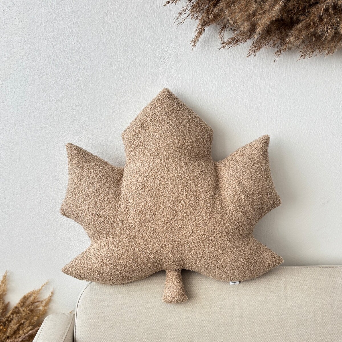 Poduszka jesienna liść Klon beżowy boucle