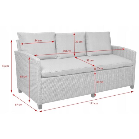 Zestaw Mebli Ogrodowych Technorattan Stół Sofa Fotel Komplet Wypoczynkowy Milano