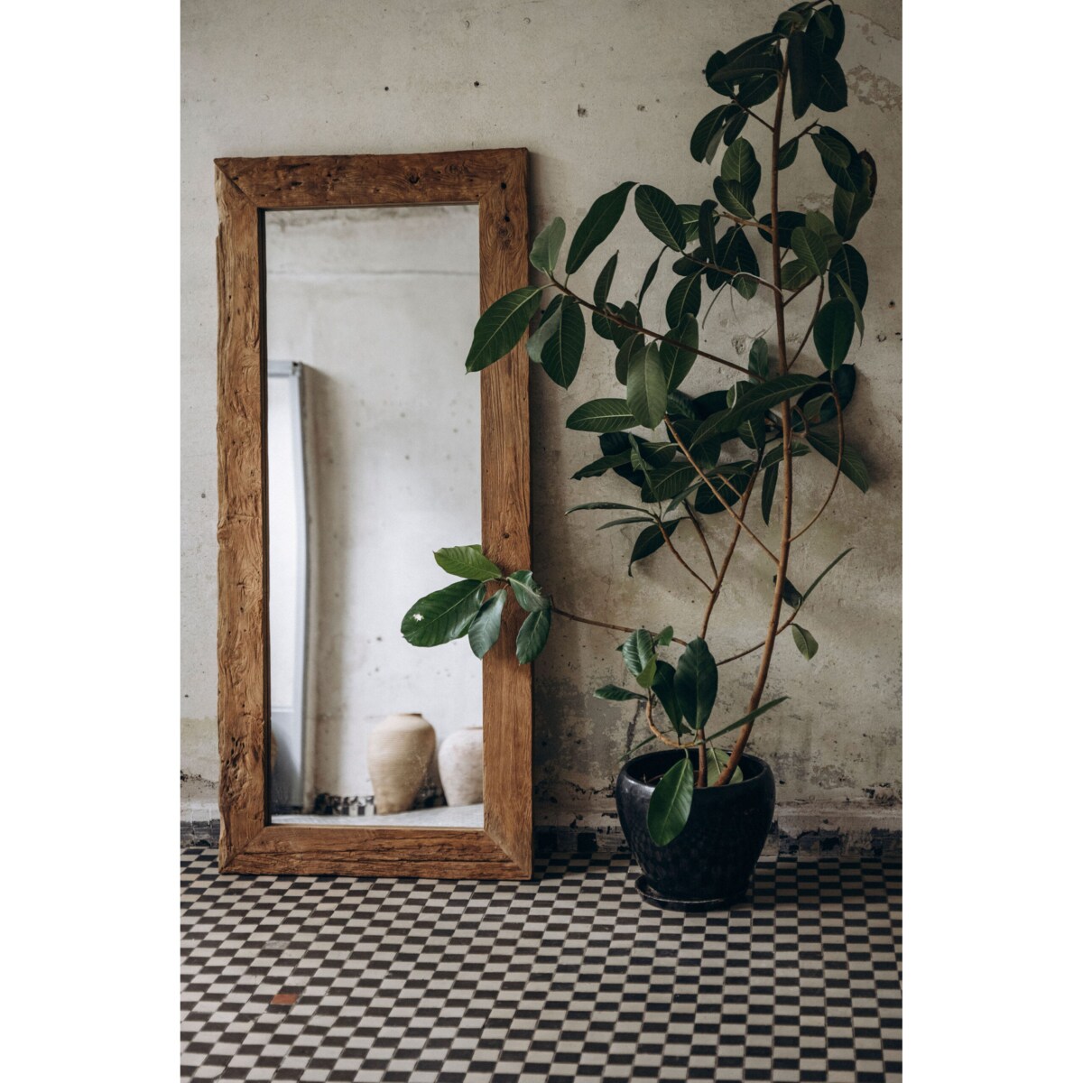 Lustro w ramie z recyklingowanego drewna tekowego TIKI 180 cm