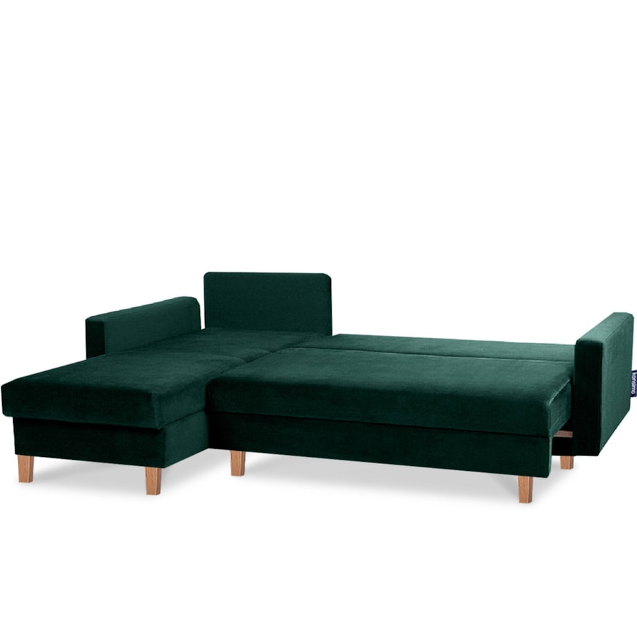 KONSIMO ERISO Narożnik welurowy w kolorze butelkowej zieleni do salonu