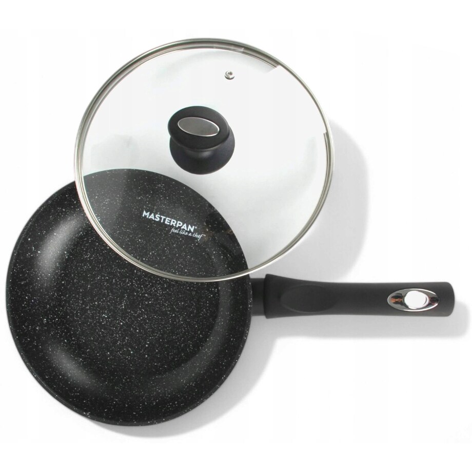 Patelnia Granitowa Pokrywka 26 Cm Plaster Miodu Indukcja Gaz 2.0L Wysoka 5.0