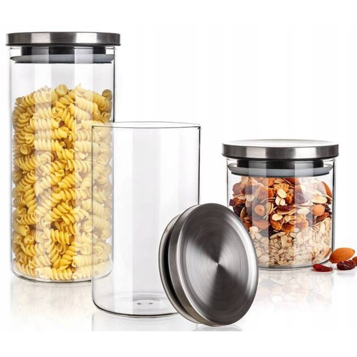 SZKLANE POJEMNIKI W PUDEŁKU na prezent kuchenne 650/1100/1450ml z pokrywką