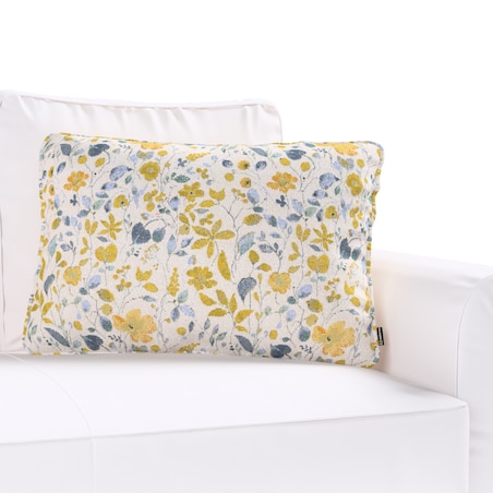 Poszewka Gabi na poduszkę prostokątna 60x40 żółto-niebieskie kwiaty na kremowym tle