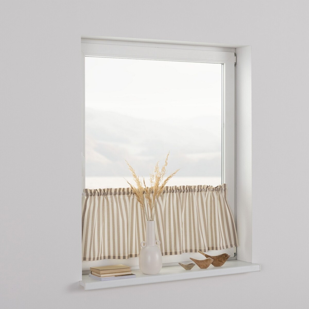 Zazdrostka prosta na metry 260x0 beżowo-białe pasy (1,5cm)