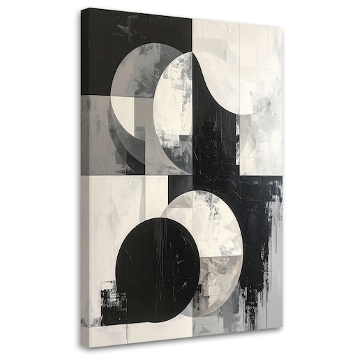 Obraz do salonu sypialni biura, Abstrakcja koła czarno biały