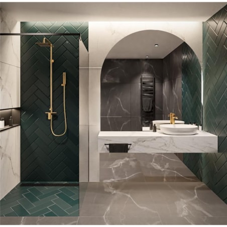 Lustro łazienkowe półowalne w dwóch częściach - FRANK