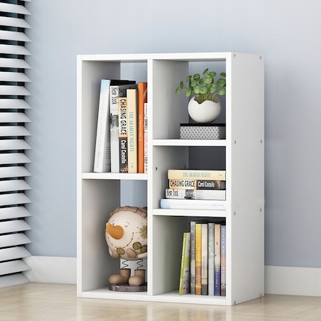 Regał otwarty stojący biały duża szafka komoda loft skandynawski 5 półek