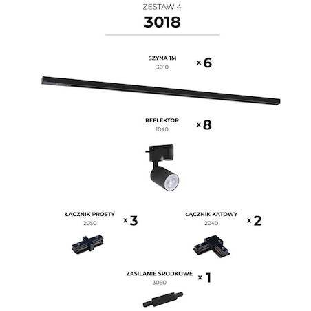 Zestaw 4 szynoprzewody jednofazowe Tracer 3018 Zumaline czarny