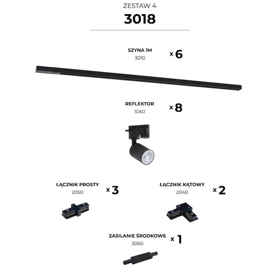 Zestaw 4 szynoprzewody jednofazowe Tracer 3018 Zumaline czarny