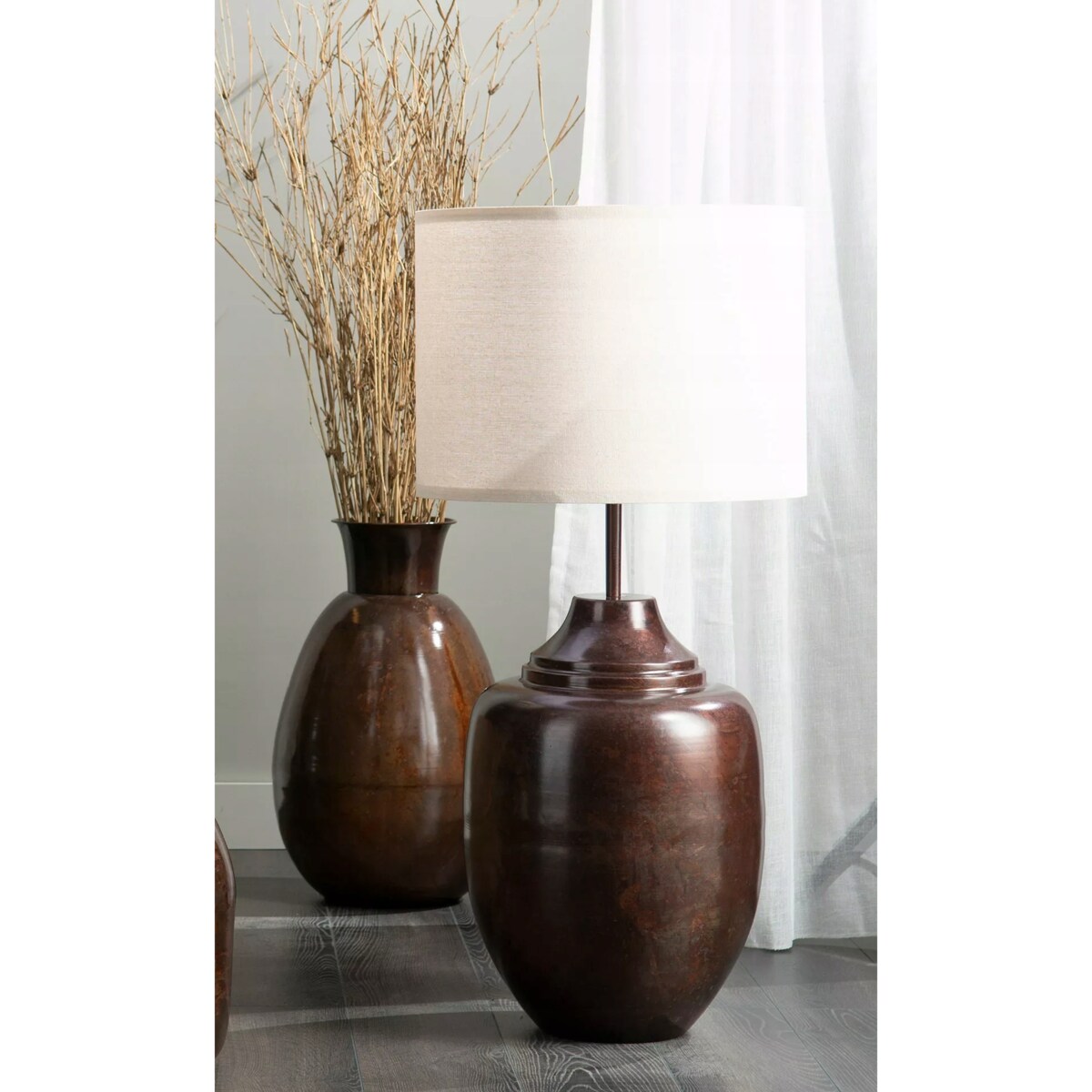LAMPA PODŁOGOWA DO CZYTANIA 71cm E27 loftowa stojąca stołowa brązowa duża