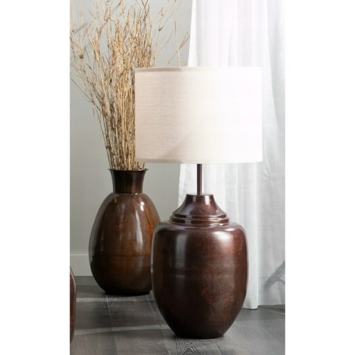 LAMPA PODŁOGOWA DO CZYTANIA 71cm E27 loftowa stojąca stołowa brązowa duża