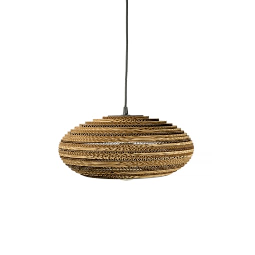 Owalna ekologiczna lampa wisząca z tektury - STONE 35