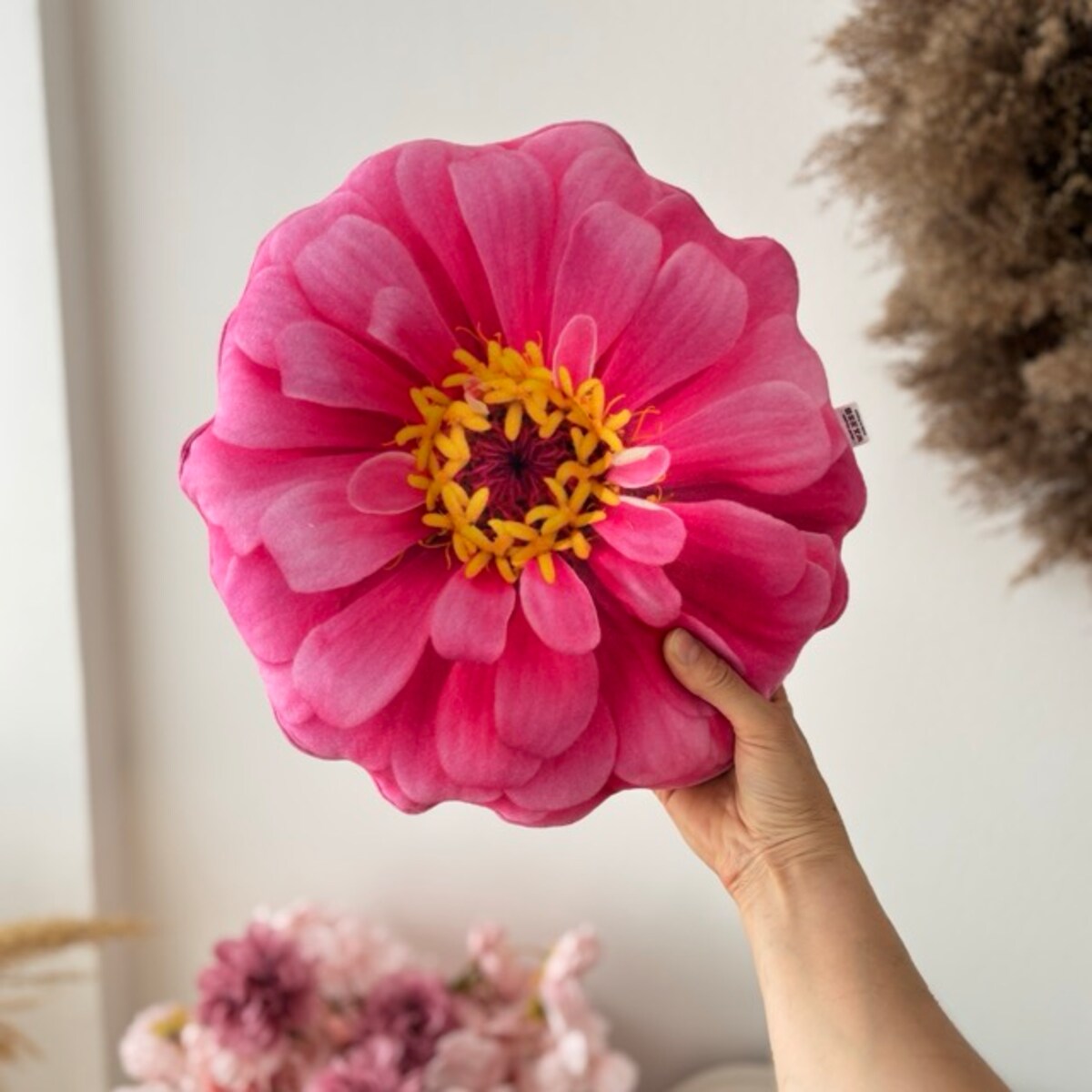 Poduszka kwiat Cynia wytworna różowa mała