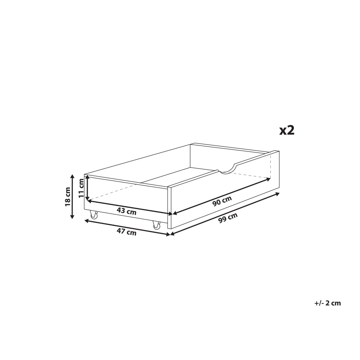 Zestaw 2 szuflad pod łóżko CRONAT Szary