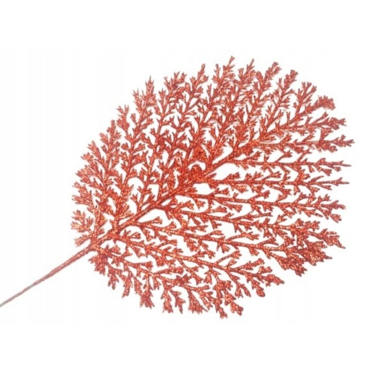 BROKATOWA GAŁĄZKA czerwona LIŚĆ paproć do dekoracji święta stroik choinka