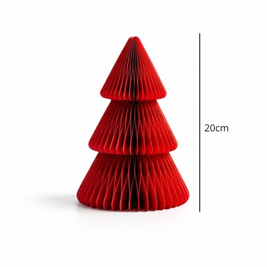 Papierowa dekoracja choinka Bożonarodzeniowa składana, czerwona 20cm WOZ70
