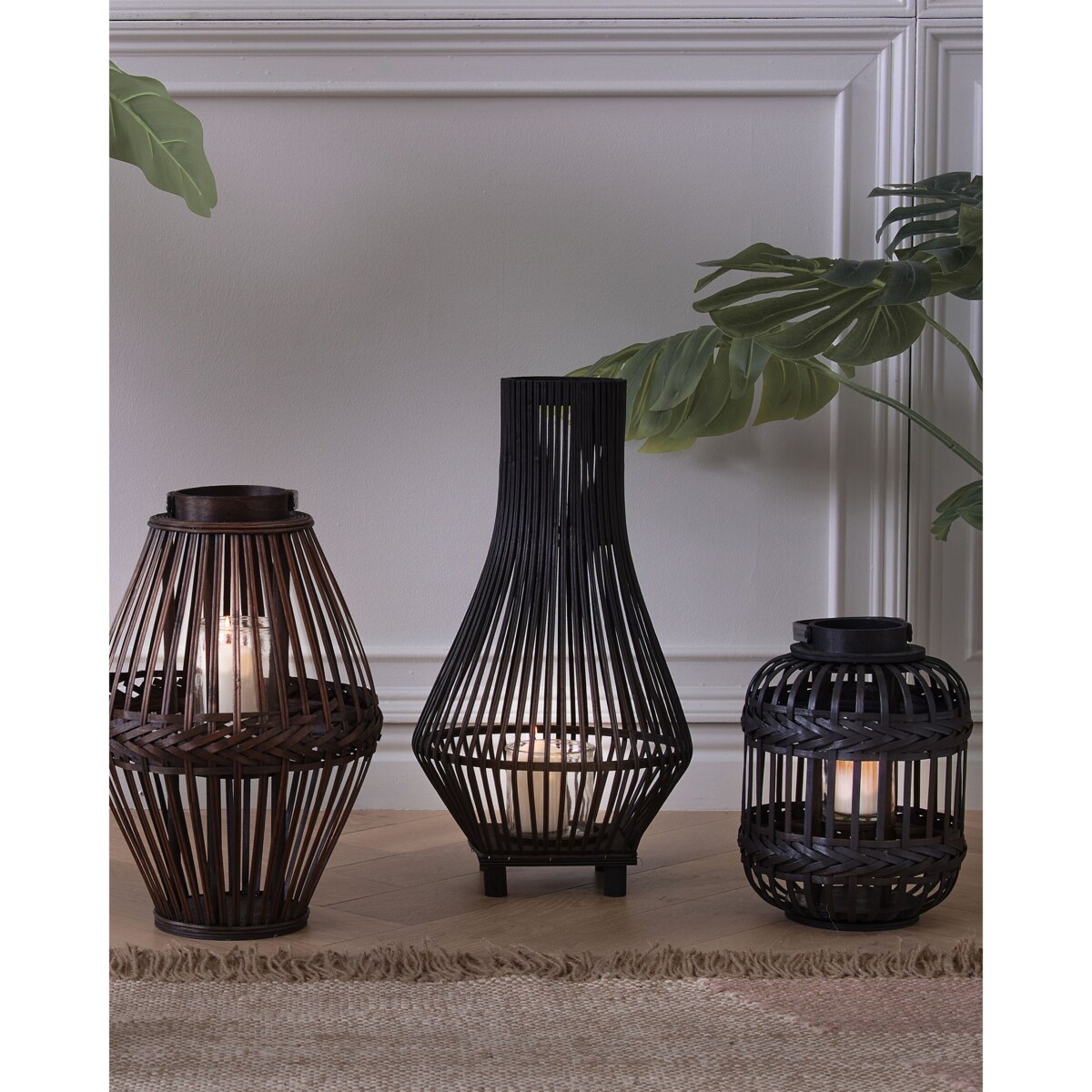 Lampion bambusowy 58 cm czarny LEYTE