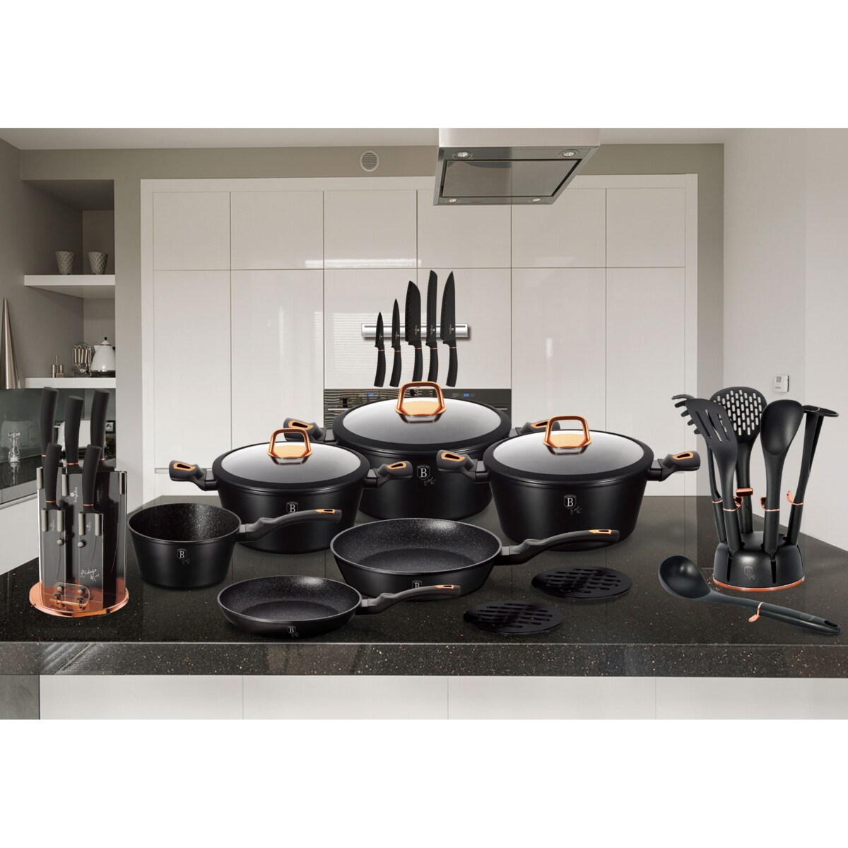 Patelnia 28 cm z powłoką marmurową Black Rose BerlingerHaus BH-1635