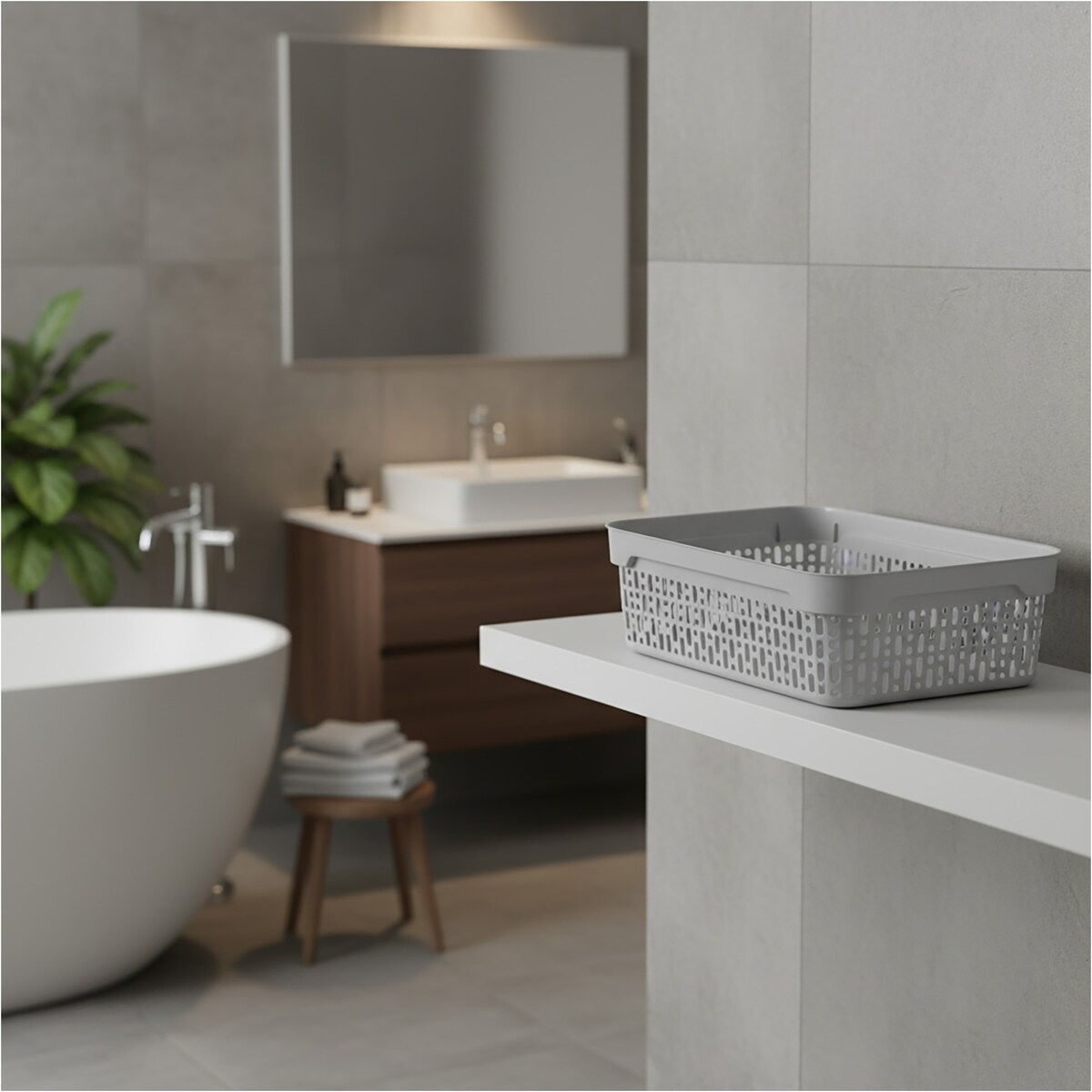 Koszyk Ażurowy Koszyczek S Plastikowy Na Kosmetyki Do Łazienki Pudełko Pojemnik Do Szuflady Jasnoszary