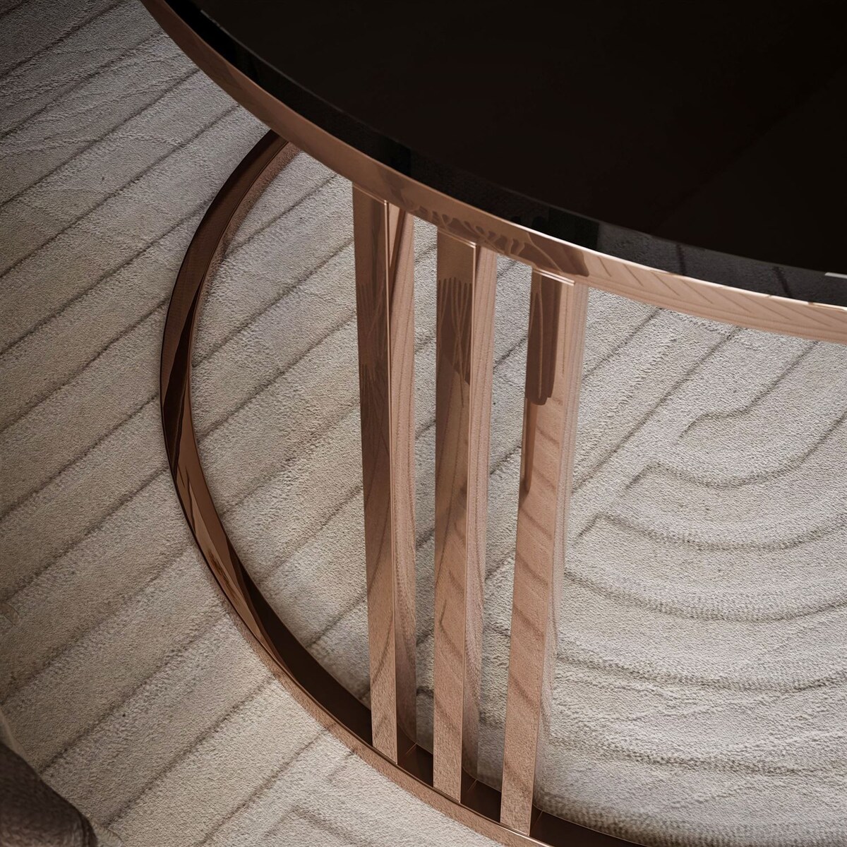 Zestaw stolików kawowych LORI 2w1 połysk, miedziana podstawa, czarny połysk