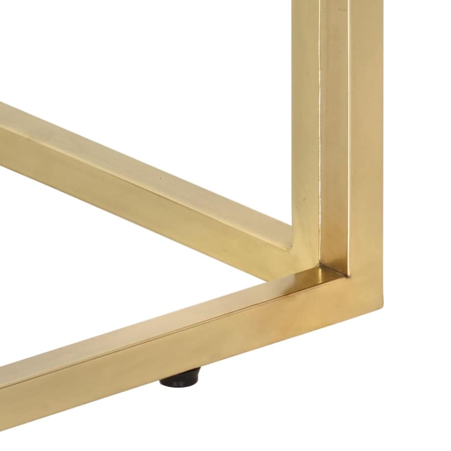 vidaXL Stolik kawowy, złoty, stal nierdzewna i lite drewno z podkładów