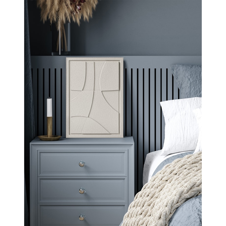 Obraz 3D 50x70cm Abstract III – Dekoracja Ścienna z Tynku Naturalnego, Natural Cream, Minimalistyczny Relief