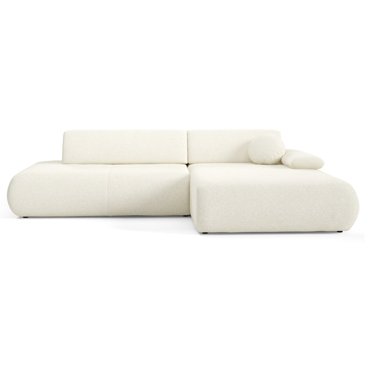 Narożnik rozkładany PENTI z pojemnikiem na pościel, prawy, ecru