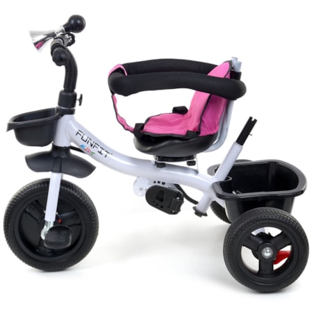 Rowerek trójkołowy spacerowy dla dzieci Funfit Kids różowy z trąbką
