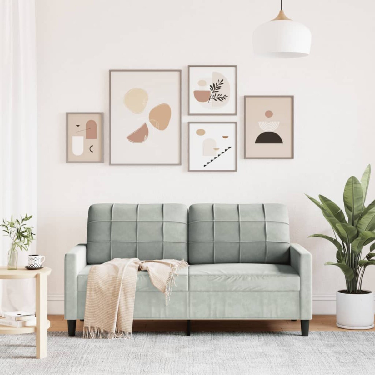 vidaXL Sofa 2-osobowa, jasnoszara, 140 cm, tapicerowana aksamitem