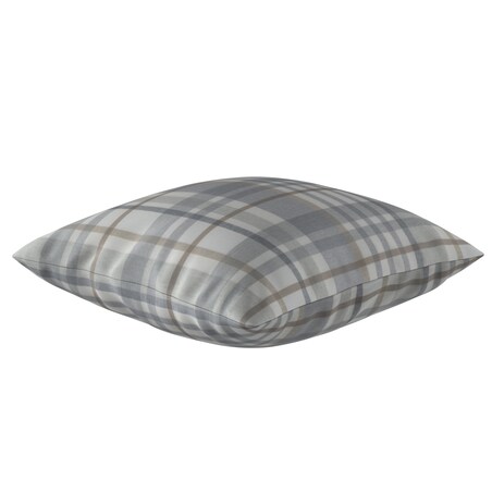 Poszewka Kinga na poduszkę 43x43 kratka beżowo-szary melanż