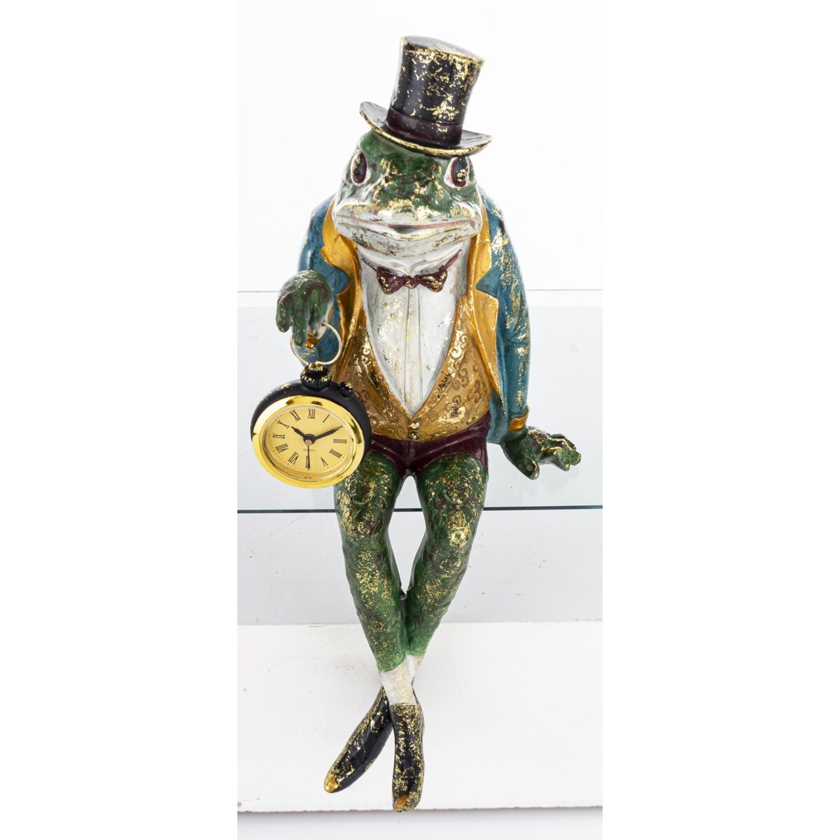 Dekoracja - figurka Żabi elegant z zegarkiem 36x15x15 cm FROGG siedzący