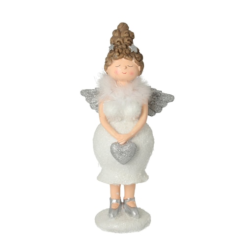 Figurka Angel Heart 30 cm silver boże narodzenie, święta, świąteczne, biały, 14x11x30 cm