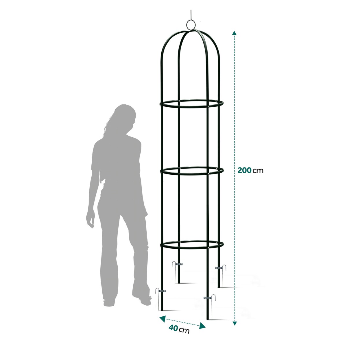Pergola ogrodowa czarna na kwiaty róże 200x40cm + kotwy Plonos