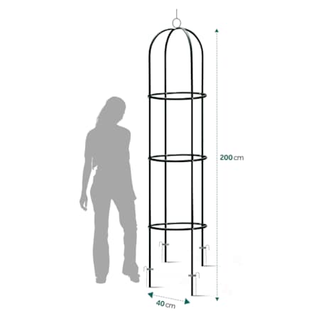 Pergola ogrodowa czarna na kwiaty róże 200x40cm + kotwy Plonos