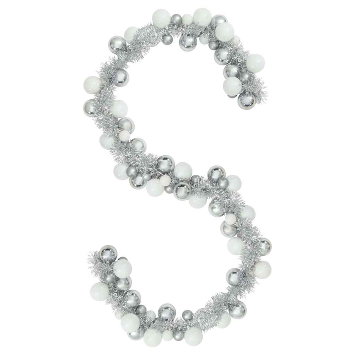 vidaXL Girlanda z bombek świątecznych Biały i Srebrny 186 cm