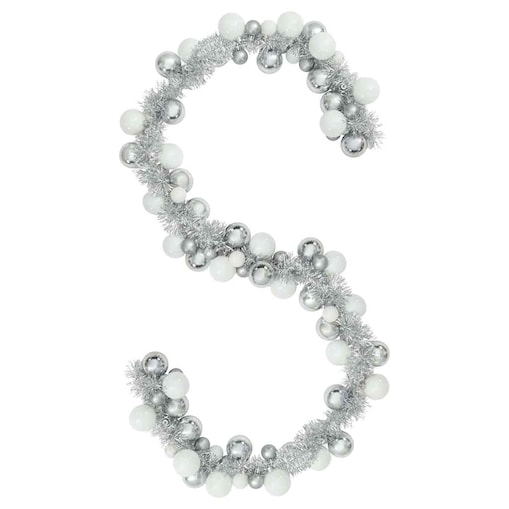 vidaXL Girlanda z bombek świątecznych Biały i Srebrny 186 cm