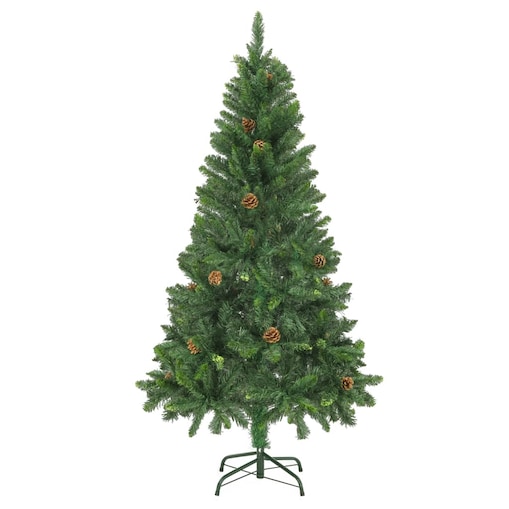 vidaXL Sztuczna choinka z szyszkami, zielona, 150 cm