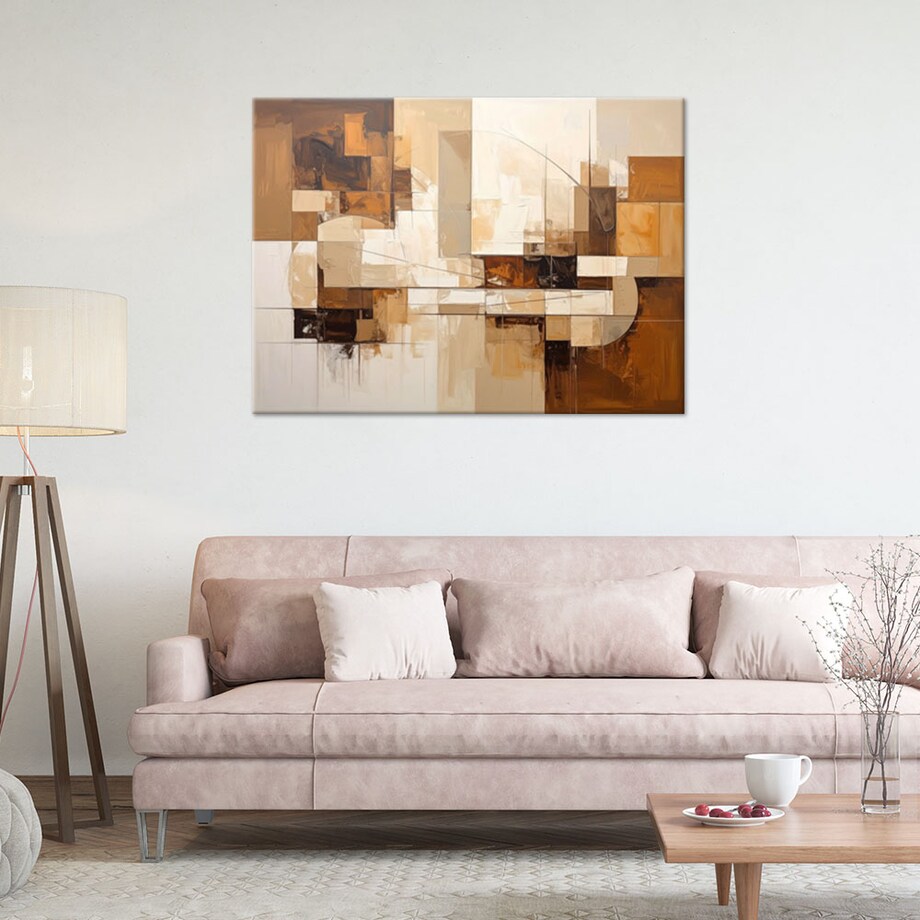 Obraz do salonu sypialni kuchni, Abstrakcja geometryczna w odcieniach beżu
